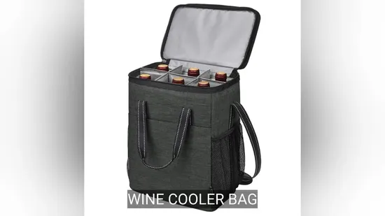 Insulated Leakproof 6 Bottle Wine Cooler Bag, Portable Wine Bottle Carrying Case for Wine Lover 
