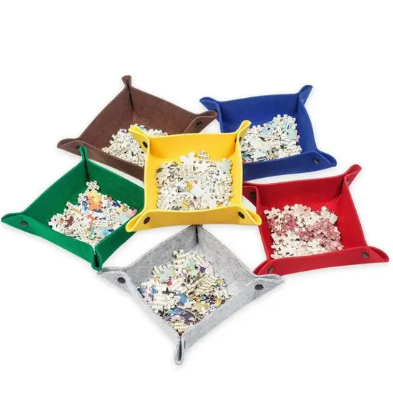 Jigsaw Puzzle Storage Trays Felt Folding Button Style Puzzle Sorting Trays for Puzzles 
