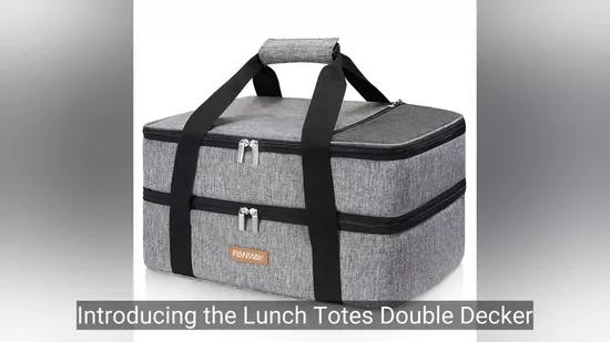 Lunch Totes Double Decker Insulated Hot or Cold Food Holder Cooler Bag 
