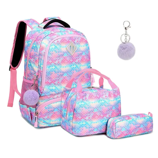 Stylish Teen Girls Backpack Set Kids School Bookbag with Lunch Tote Bag Pencil Case Unicorn School Bag Backpack 