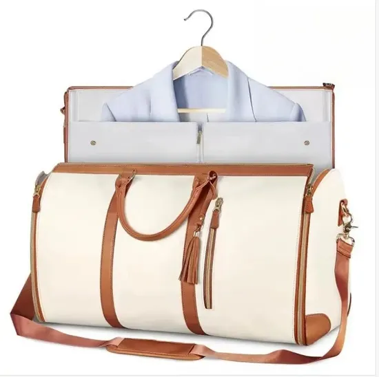 Custom Waterproof PU Leather Carry on Garment Duffle Bags with Shoes Pouch for Travel Hanging Suitcase Travel Bags 