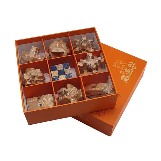 Wooden Brain Puzzle Teaser Kongming Lock for Teens and Adults Includes Storage Box 