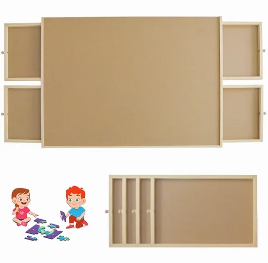 Wooden Jigsaw Puzzle Table Board Fiberboard Plateau with 4 Drawers for Storage 