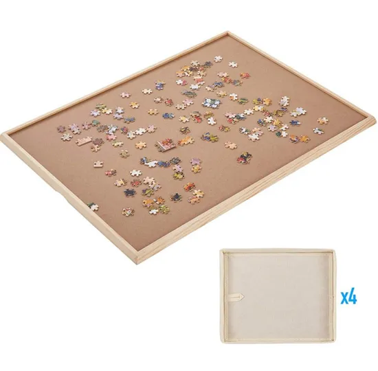 Wooden Jigsaw Puzzle Table Board Plateau with 4 Drawers for Storage 