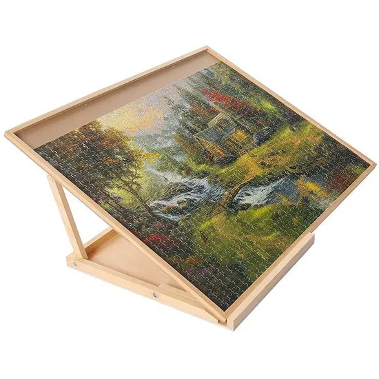Wholesale Wooden Portable Jigsaw Puzzle Folding Storage Table Children′s Game Jigsaw Puzzle Table with Drawing Board Bracket Adjustable 