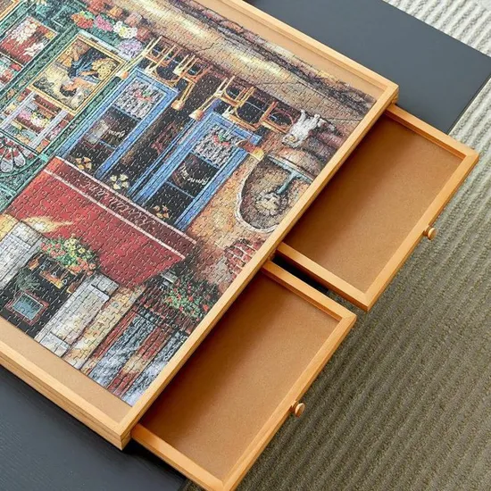 1500 Piece Portable Wooden Jigsaw Puzzle Table for Adults Spinning Puzzle Boards with 6 Removable Storage Sorting Drawers 